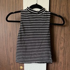 Size small black and white striped high neck tank